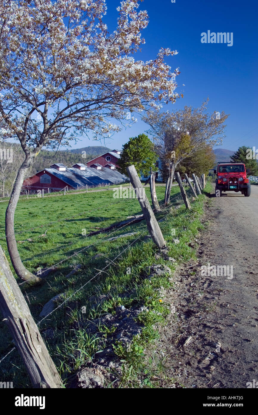 Viaggiare in Jeep Wrangler su Vermont strade sterrate Foto Stock