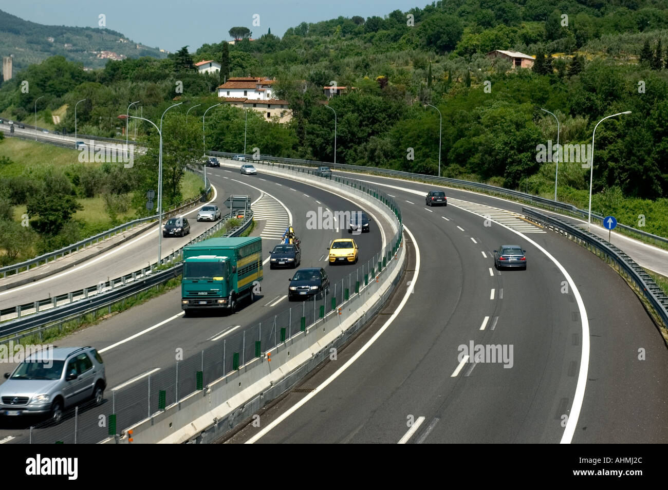 Italiano di strada a pedaggio turnpike Autostrada Italia Automobili Foto Stock