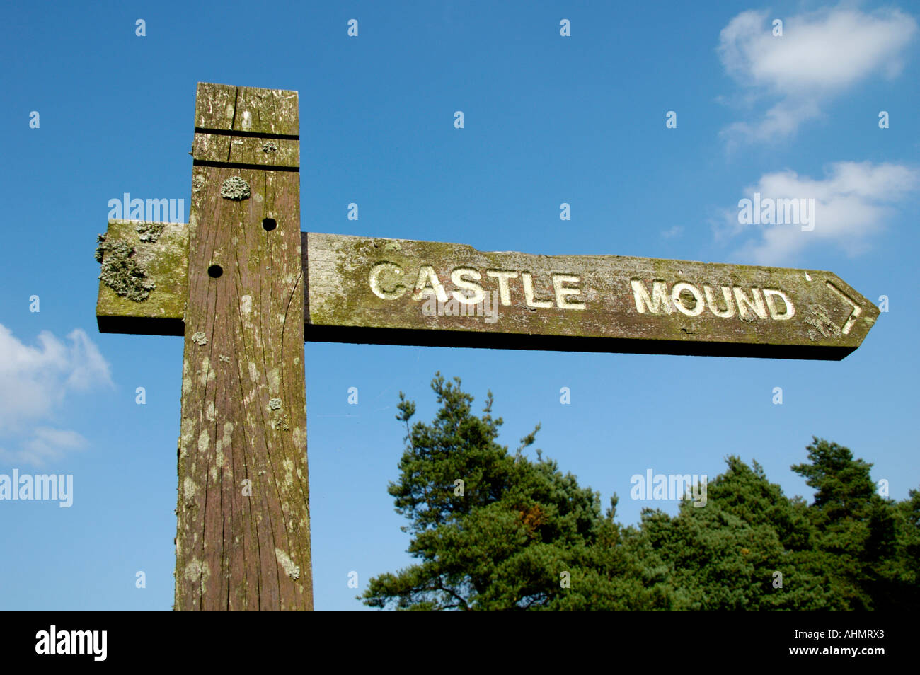 Direzione Fingerpost segno sul sentiero per l'età del ferro Twmbarlwm Hill Fort a Cwmcarn Forest Drive Caerphilly South Wales UK Foto Stock