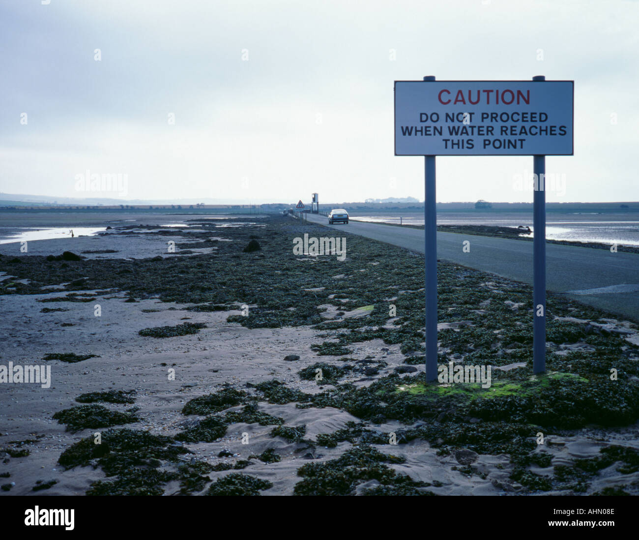 La strada sopraelevata a Isola Santa (lindisfarne), Northumberland, Inghilterra, Regno Unito. Foto Stock