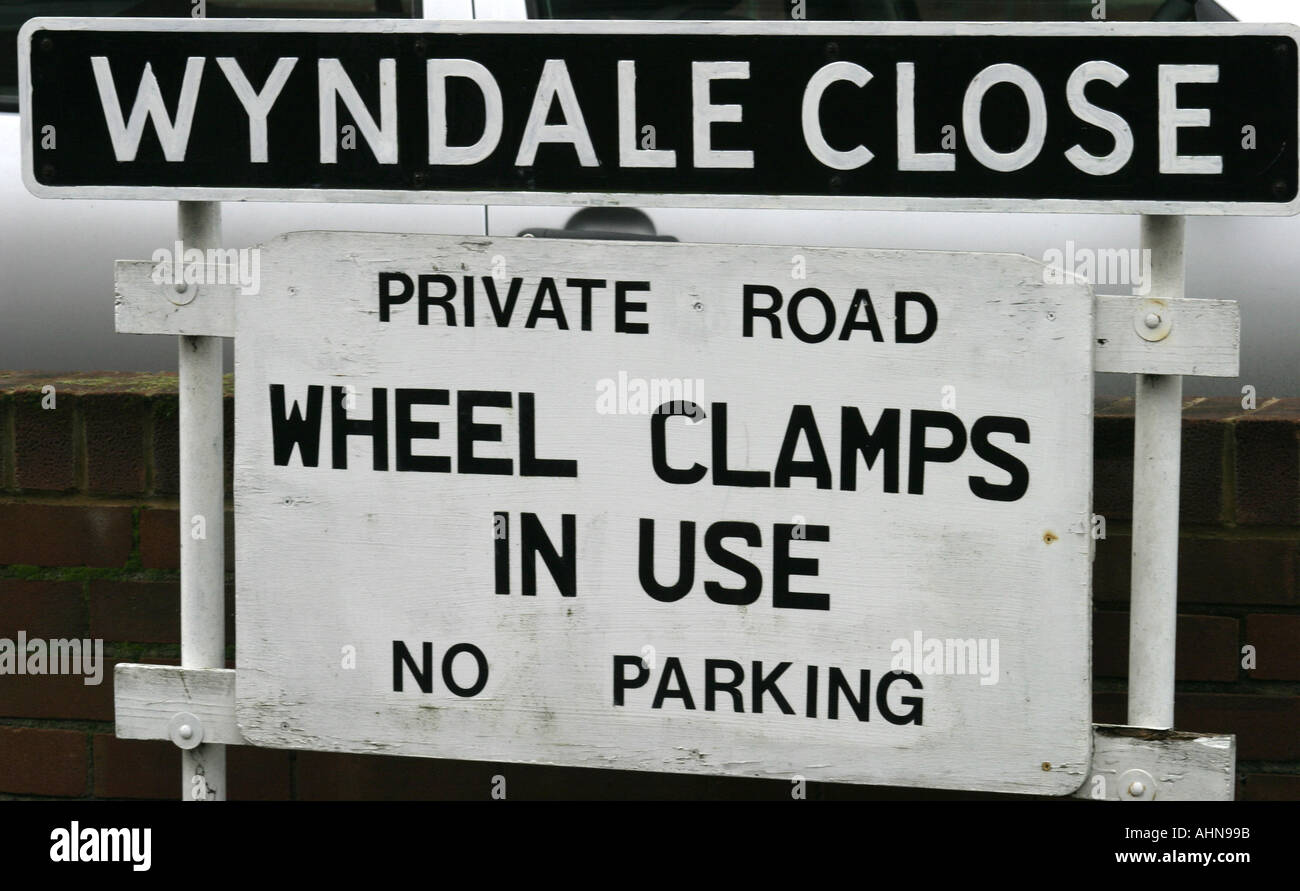 Nessun parcheggio di strada privata Foto Stock