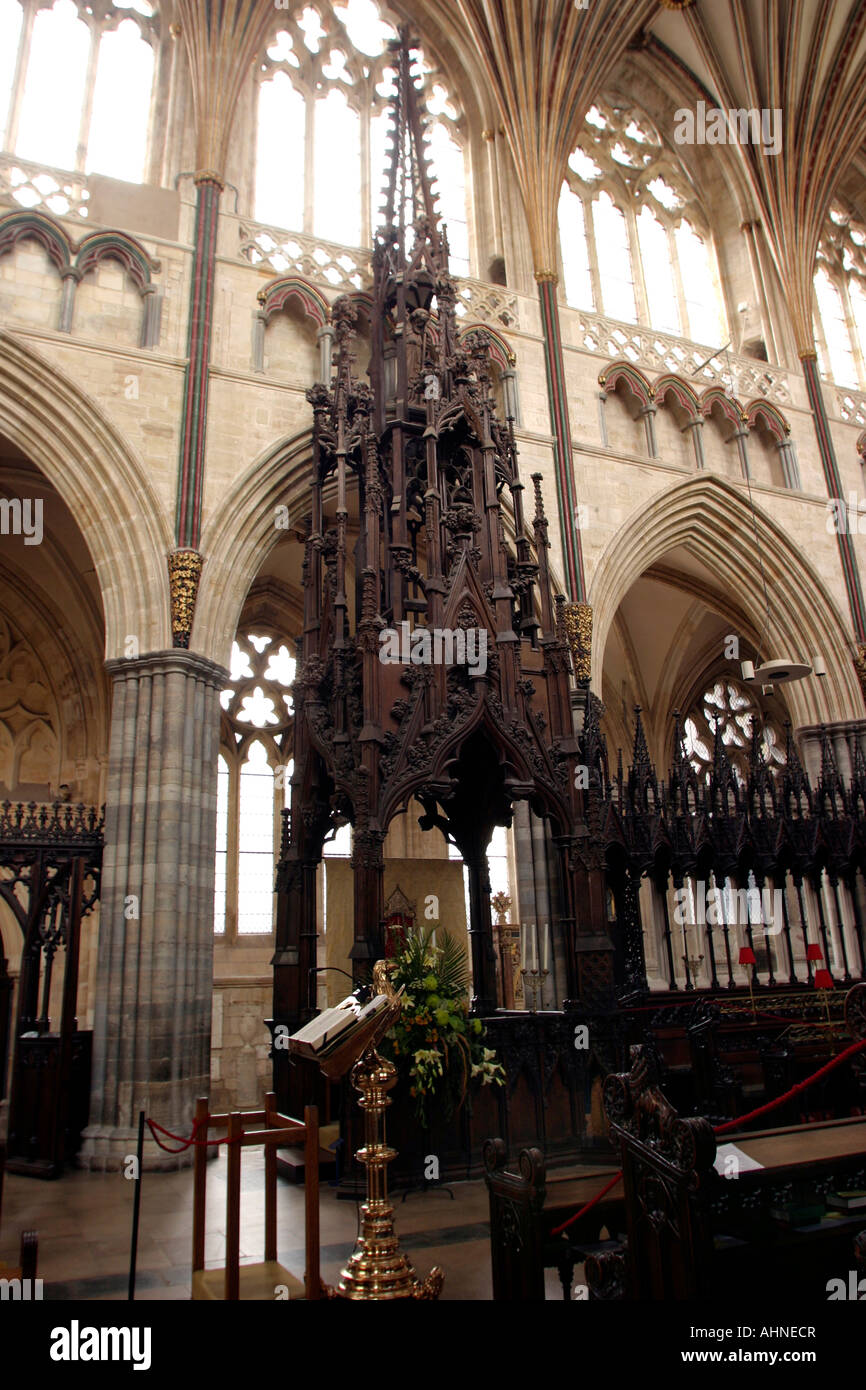 Regno Unito Devon Exeter Cathedral vescovi trono Foto Stock