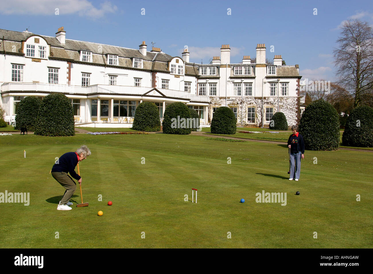 Regno Unito Yorkshire Royal Ripon Spa Hotel prato da croquet Foto Stock