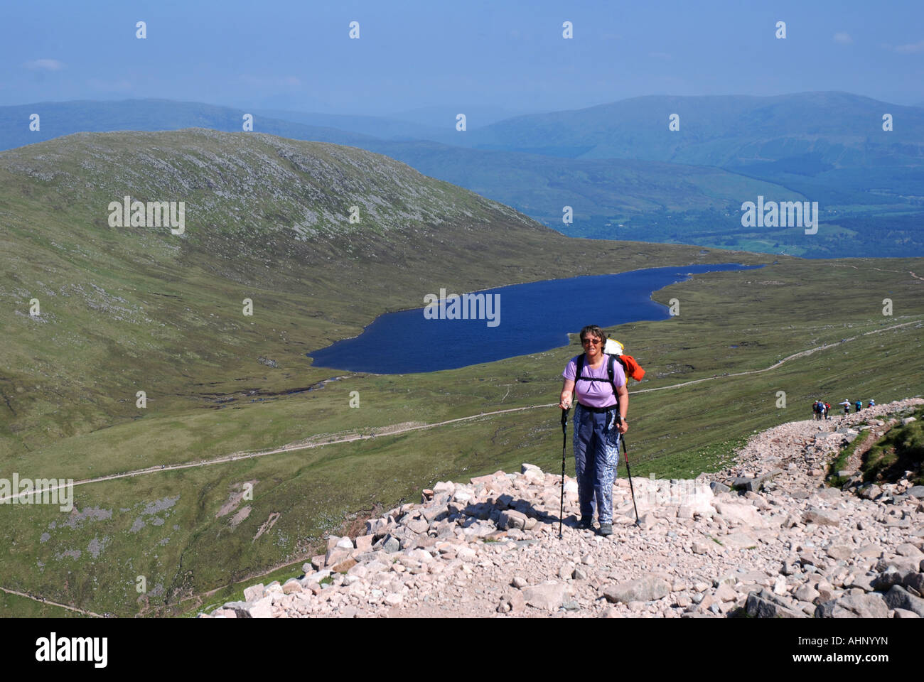 Escursionista sul Ben Nevis, Highland Scozia Scotland Foto Stock