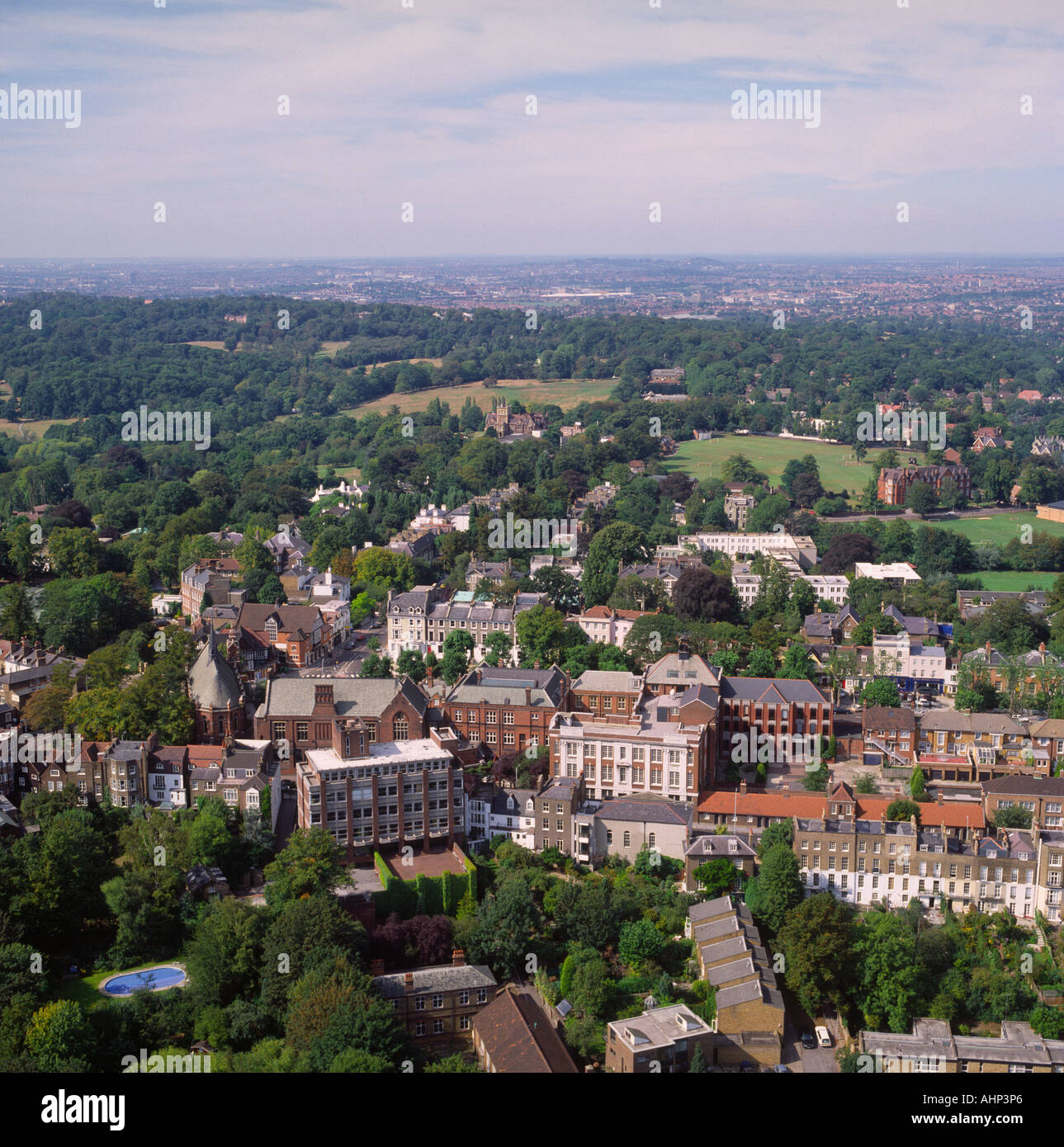 Town case Londra Highgate vista aerea Foto Stock