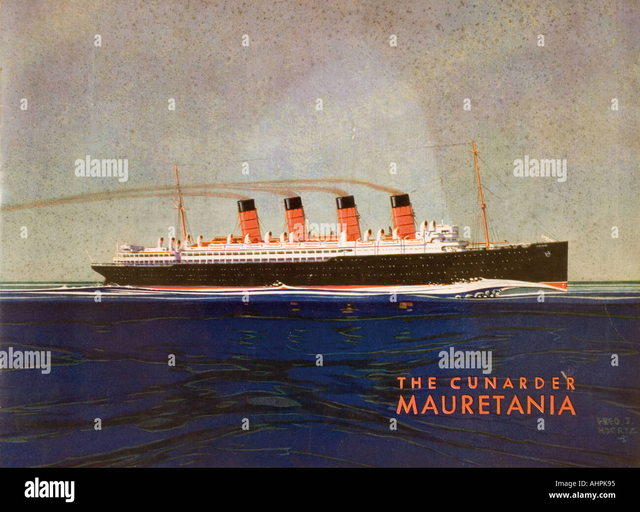 Cunard Line brochure promozionale per la Mauritania circa 1930 Foto Stock