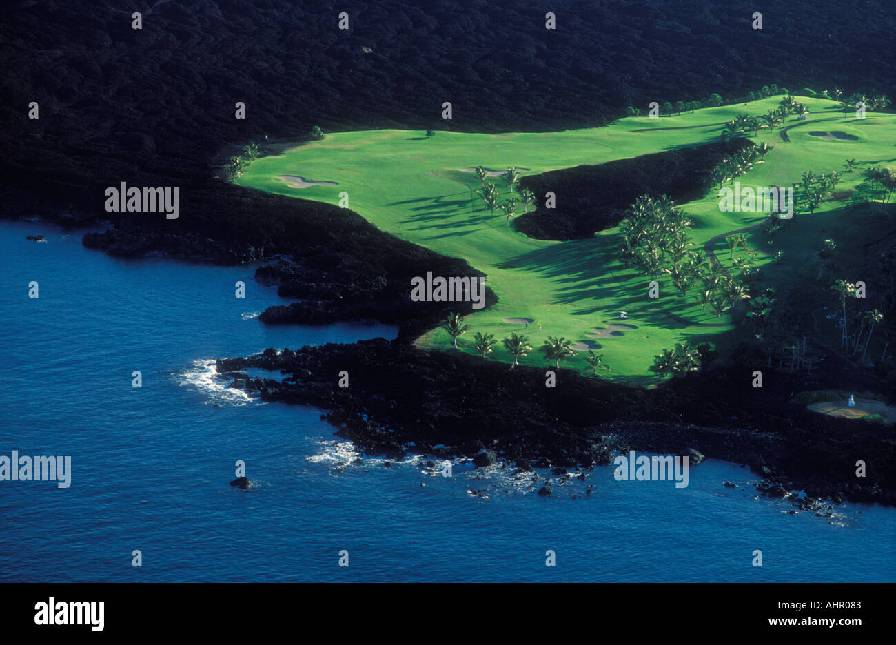 Waikoloa Beach Resort Golf vista aerea del XII XIII fori Kohala Coast Isola di Hawaii Foto Stock