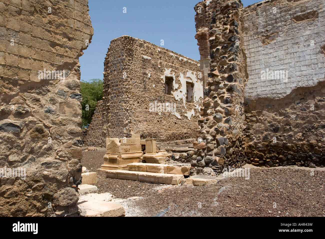 Le rovine della Cattedrale di Cidade Velha, sull'isola di Santiago nel Capo Verde Foto Stock
