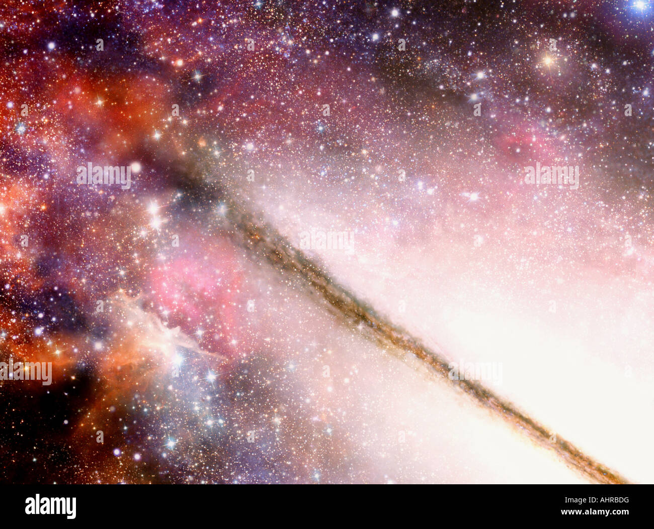 Molto affascinante illustrazione di una spettacolare visione all'interno della galassia a spirale Foto Stock