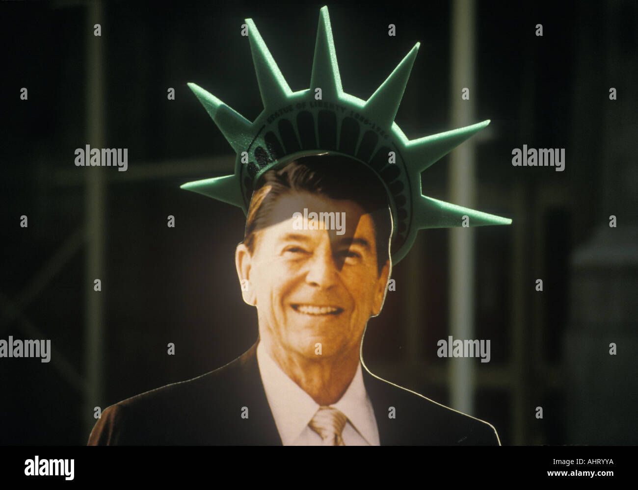 Ritaglio di cartone del Presidente Ronald Reagan Foto Stock