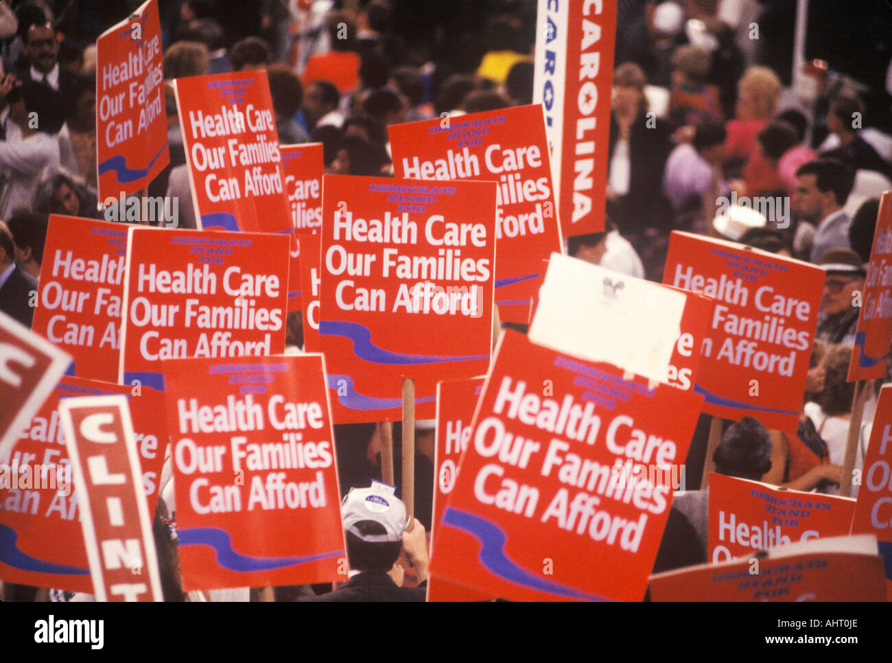 I delegati per la famiglia assistenza sanitaria alla celebrazione presidenziale del 1992 Convention democratica nel Madison Square Garden Foto Stock