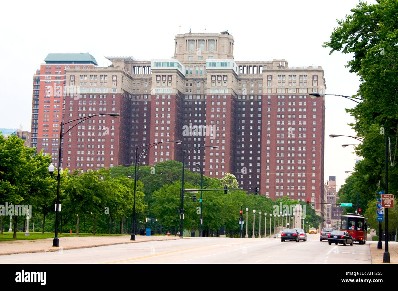 Chicago Hilton Hotel. Chicago in Illinois IL USA Foto Stock