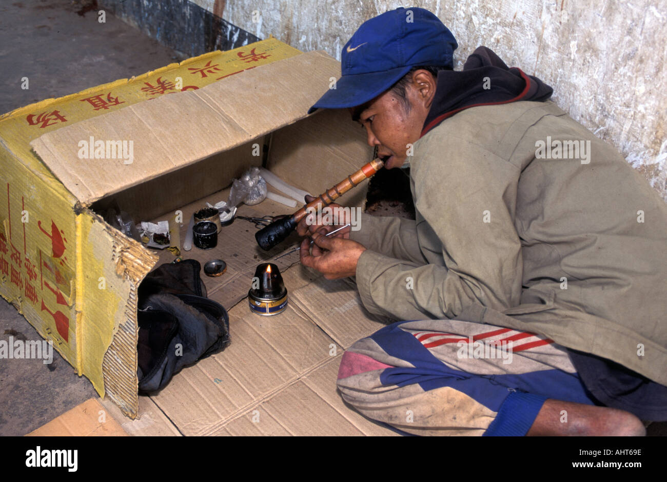 Laos Muang cantare oppio Addict Foto Stock