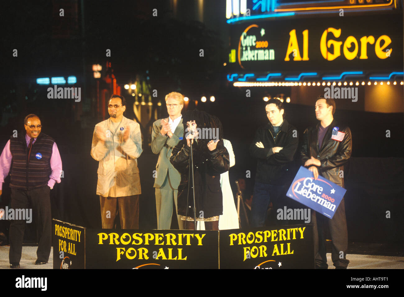 Rally presidenziale per Gore Lieberman il 31 ottobre di 2000 in Westwood Village di Los Angeles in California Foto Stock