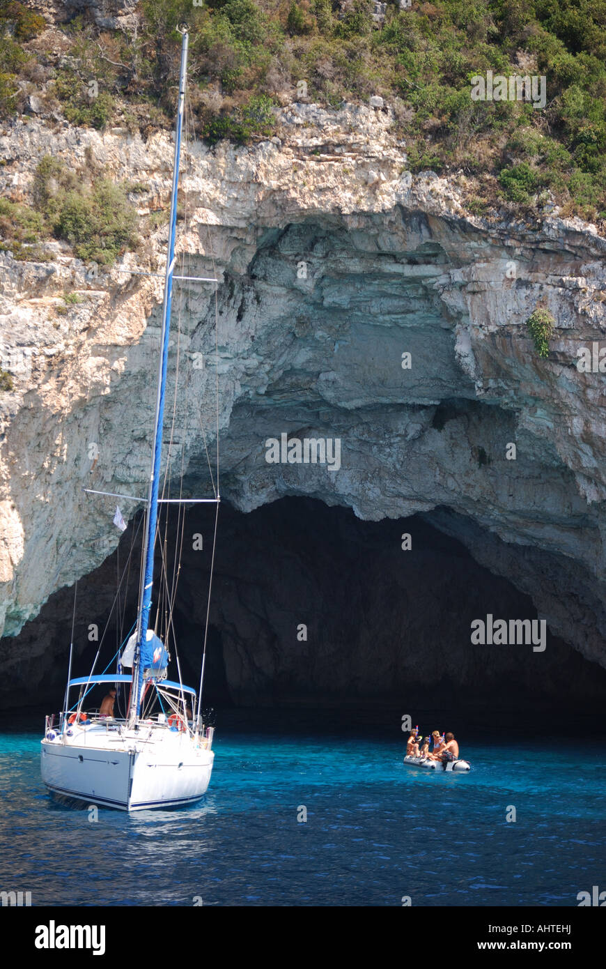 Grotte blu, Paxos, Isole Ionie, Grecia Foto Stock