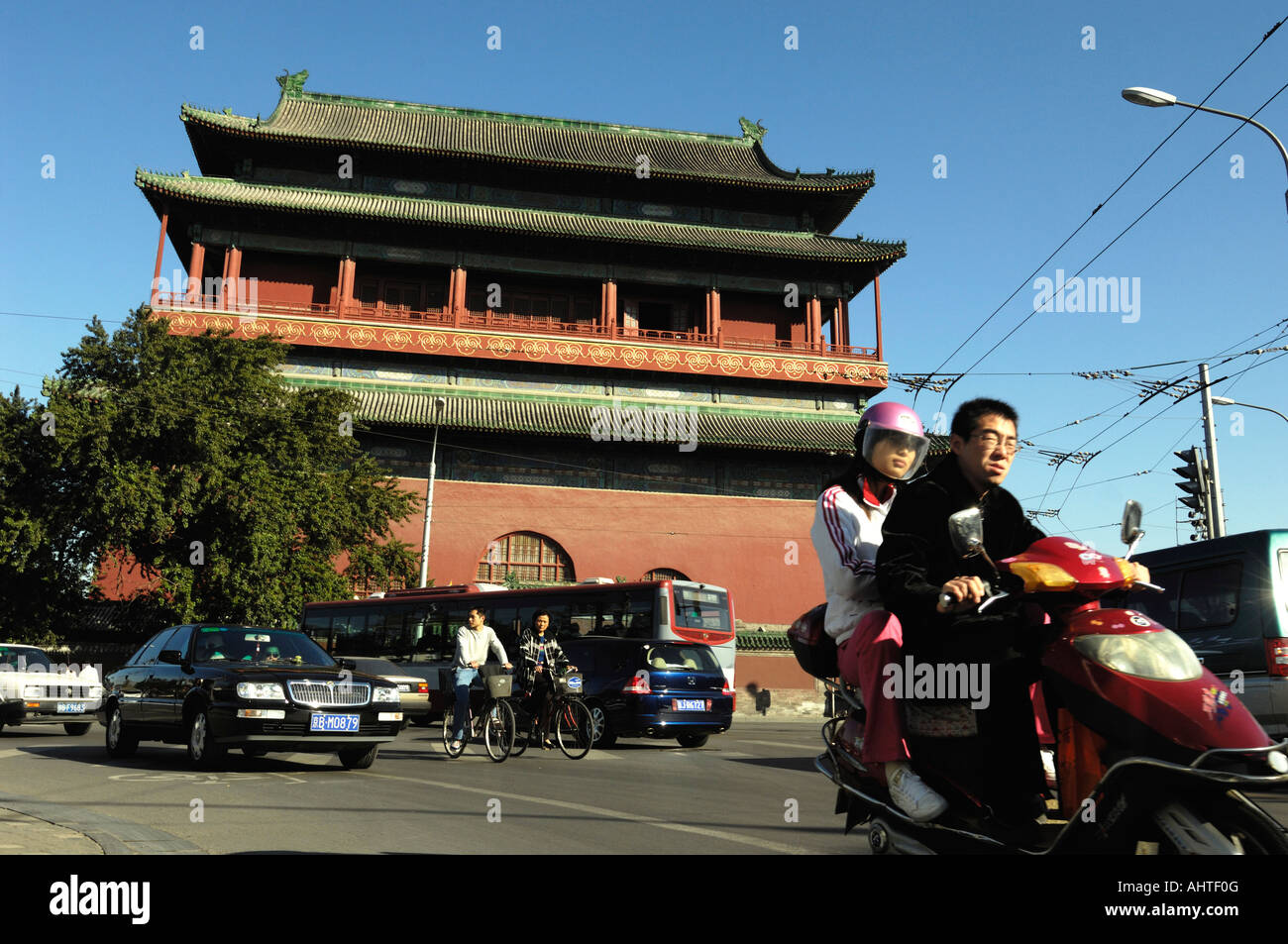 La torre del tamburo a Beijing in Cina 14 Ott 2007 Foto Stock