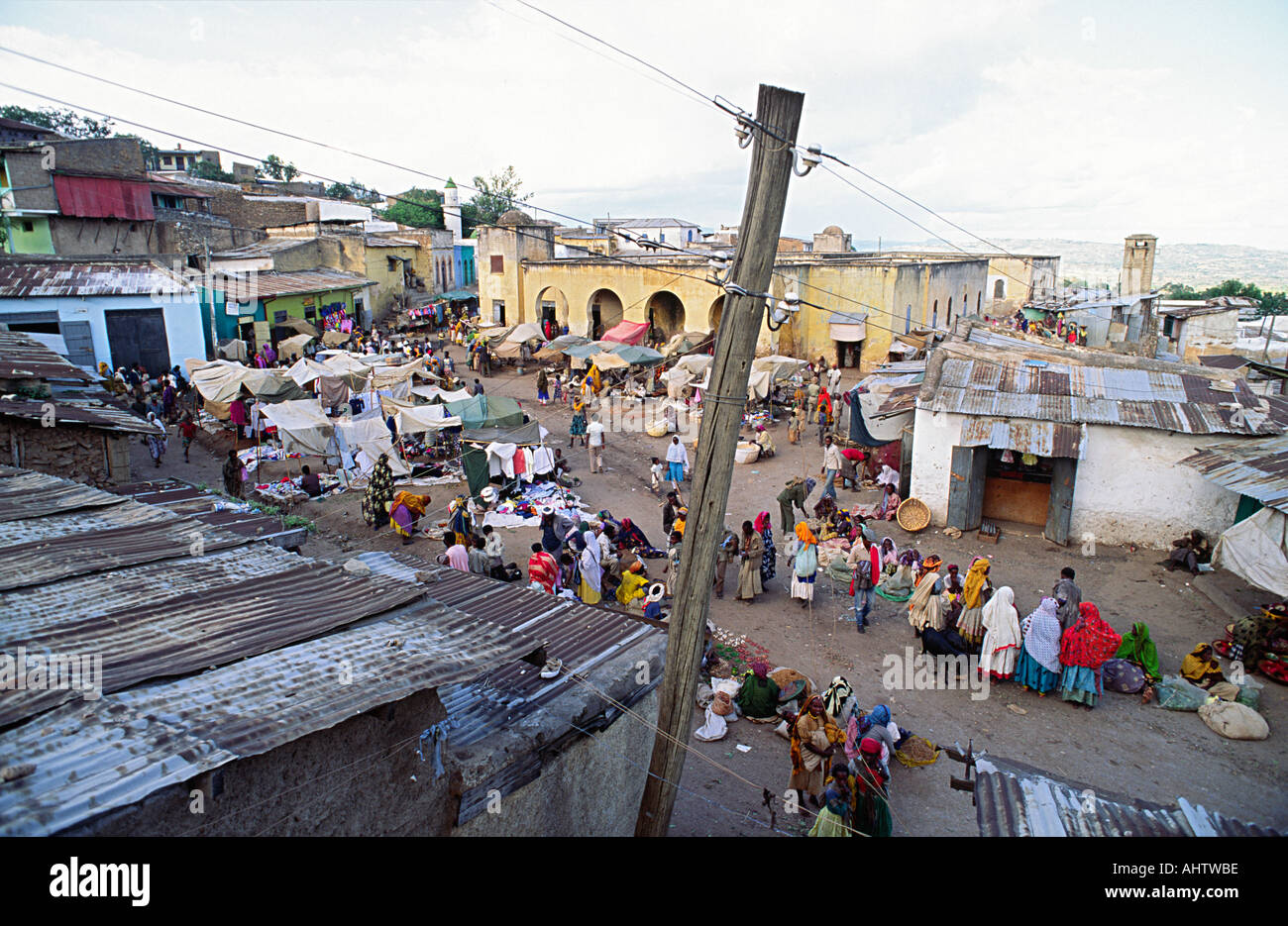Piazza del mercato di Harar. Etiopia orientale Foto Stock