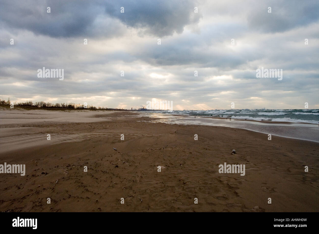 Il lago Michigan spiaggia vicino a Spiaggia di Miller, Indiana Foto Stock