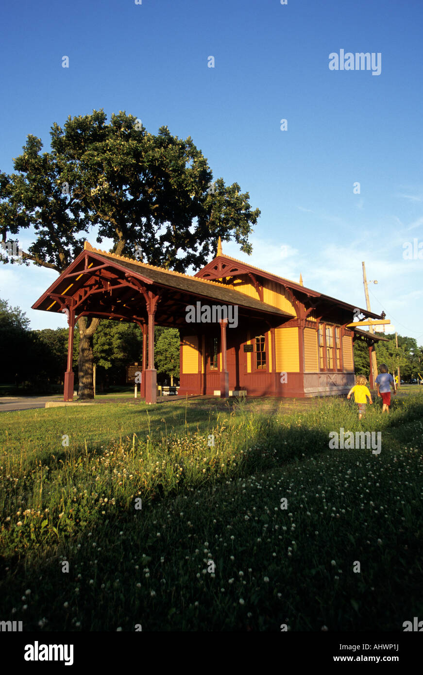 Storico deposito MINNEHAHA (circa metà-1870'S) IN MINNEHAHA PARK; Minneapolis, Minnesota. L'estate. Foto Stock