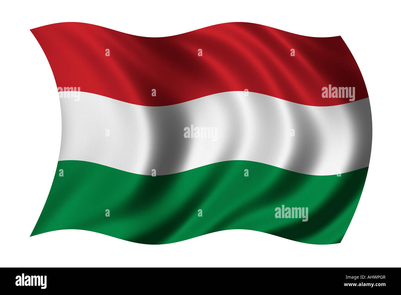 Bandiera di Ungheria sventolare nel vento Foto Stock