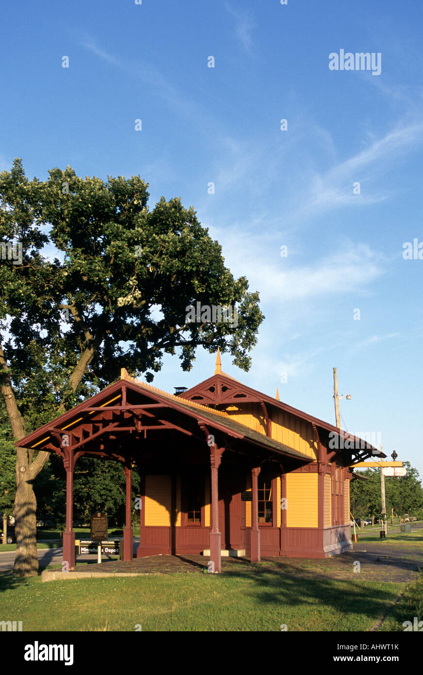 Storico deposito MINNEHAHA (circa metà-1870'S) IN MINNEHAHA PARK; Minneapolis, Minnesota. L'estate. Foto Stock