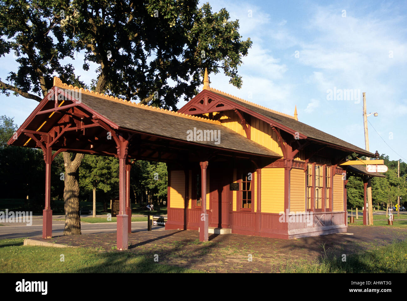 Storico deposito MINNEHAHA (circa metà-1870'S) IN MINNEHAHA PARK; Minneapolis, Minnesota. L'estate. Foto Stock
