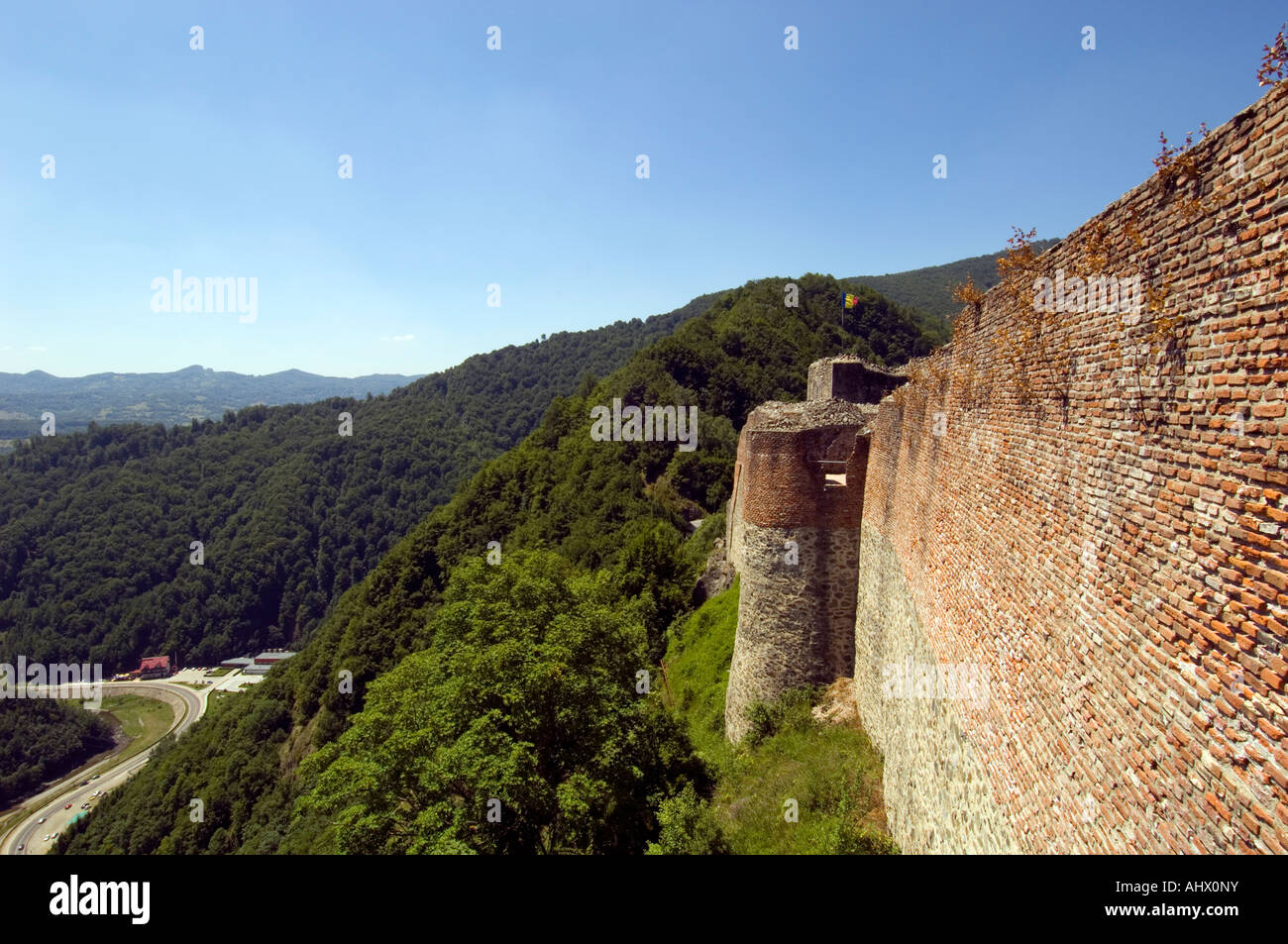 Rovine del Castello di Poienari Valacchia Romania Foto Stock