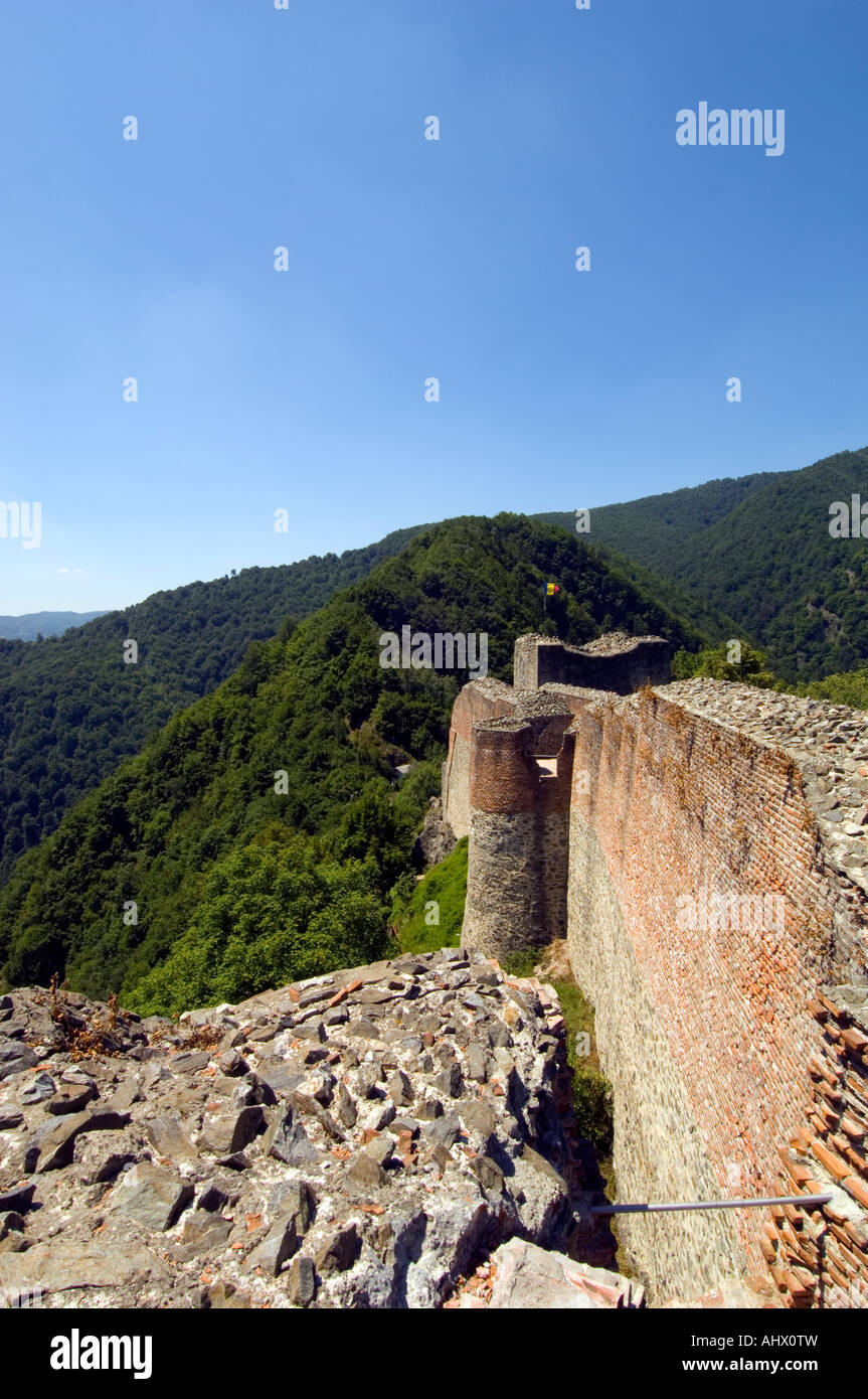 Rovine del Castello di Poienari Valacchia Romania Foto Stock