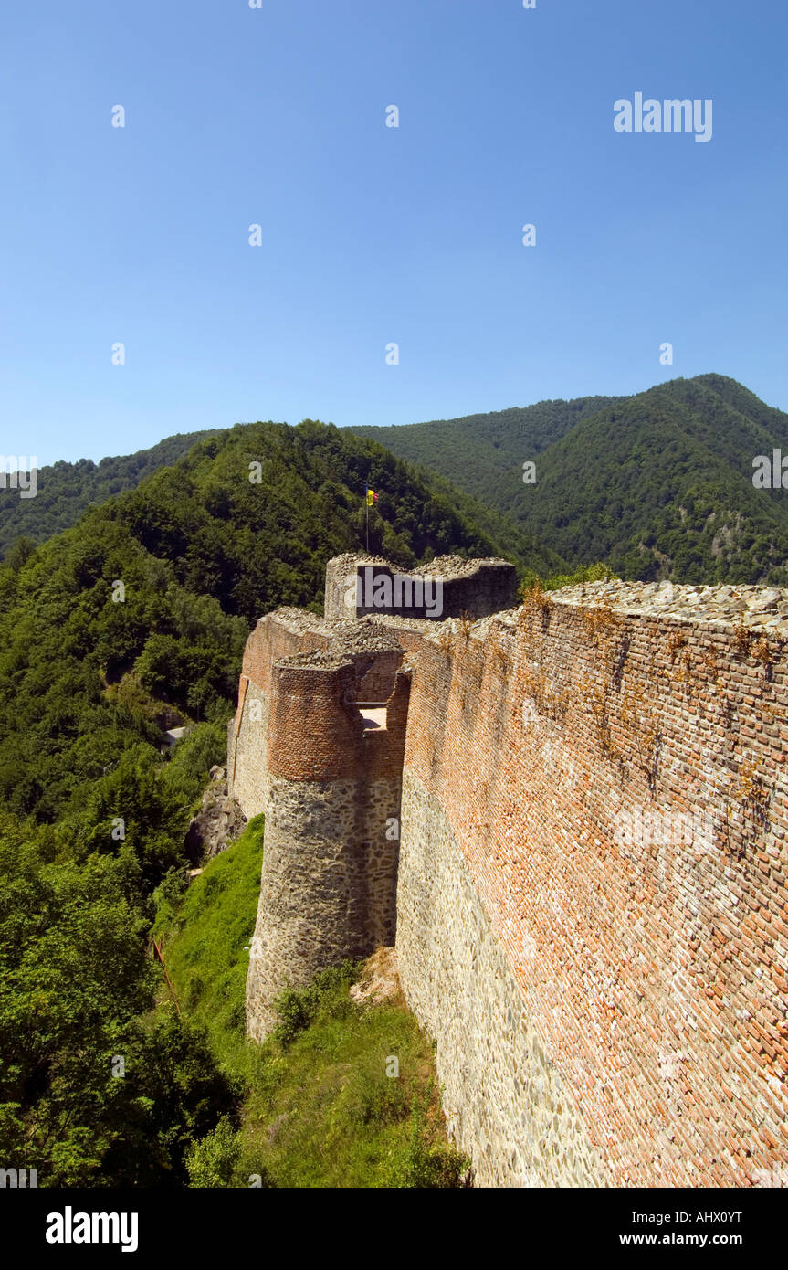 Rovine del Castello di Poienari Valacchia Romania Foto Stock