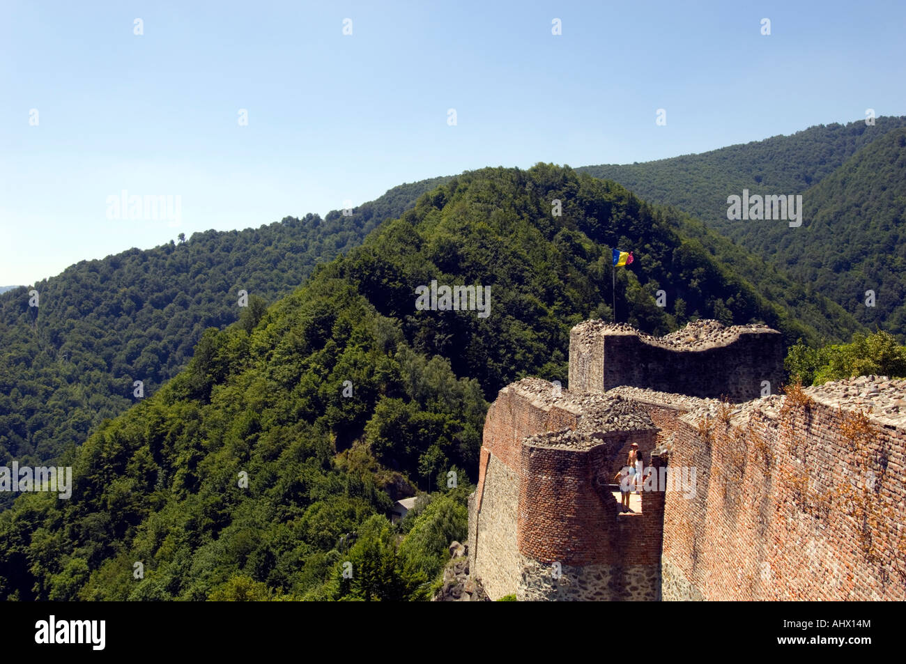 Rovine del Castello di Poienari Valacchia Romania Foto Stock