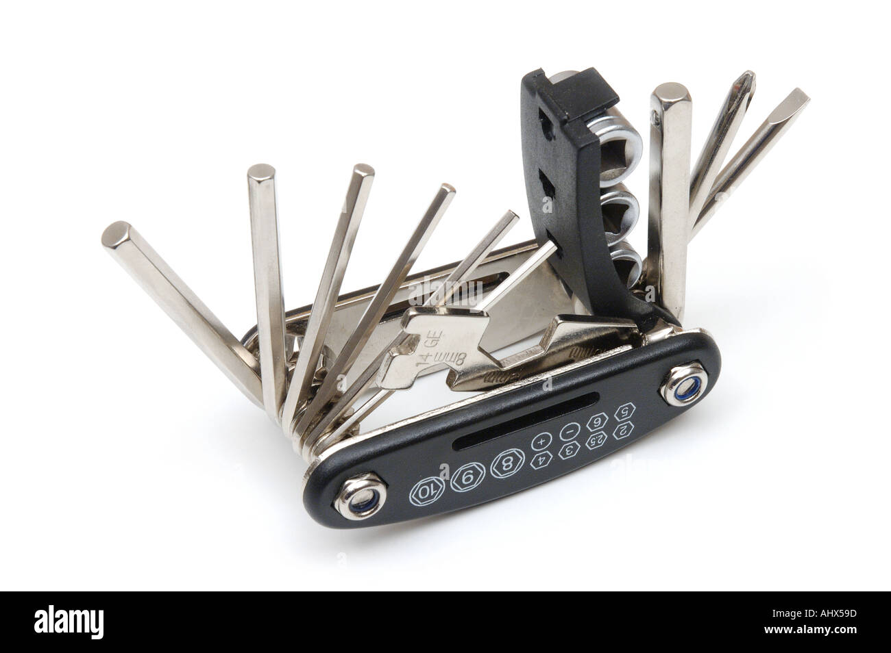 Multiuso di riparazione di biciclette toolkit compatto Foto Stock