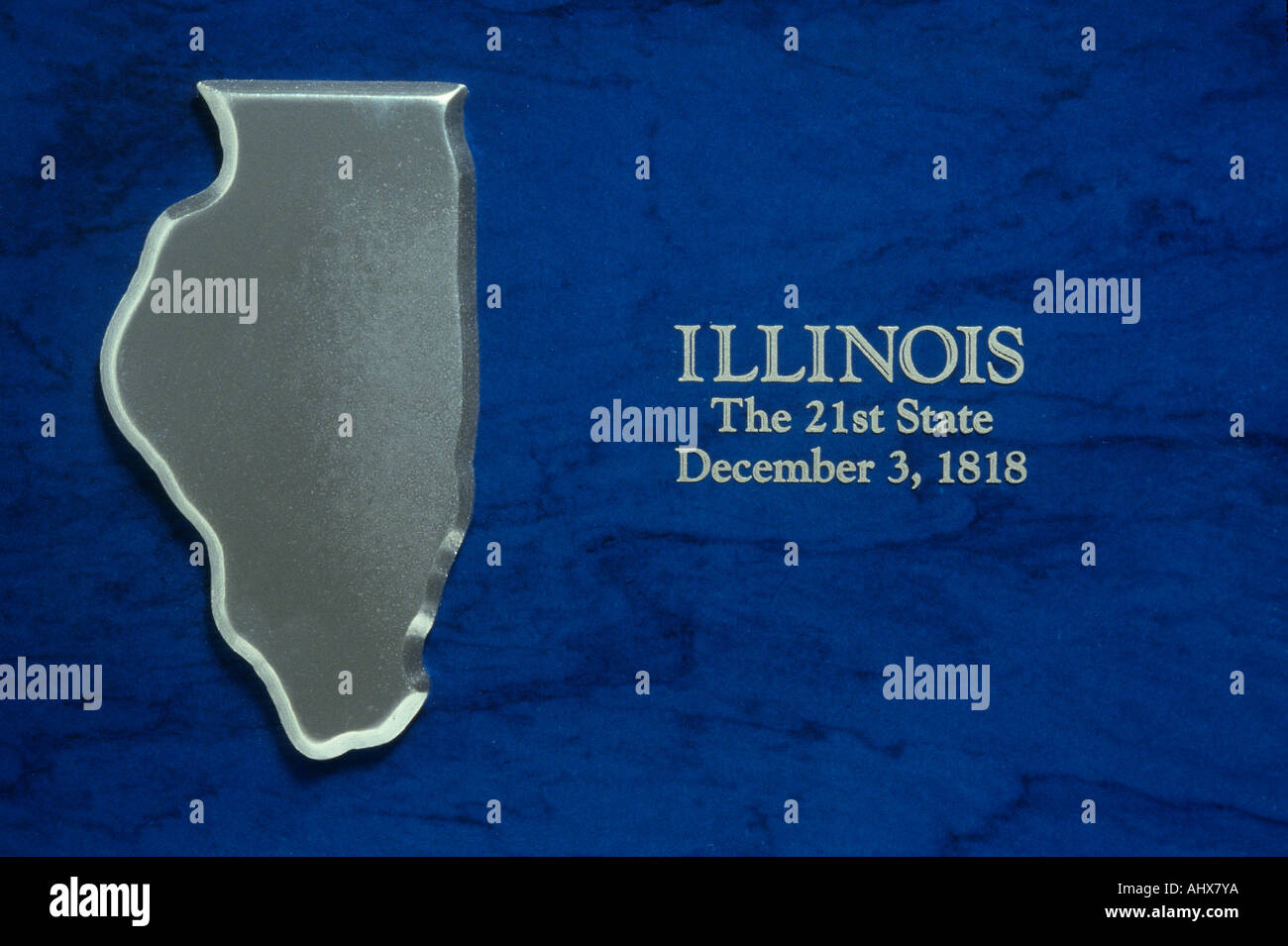Mappa di argento di Illinois Foto Stock Mappa di argento di Illinois Foto Stock