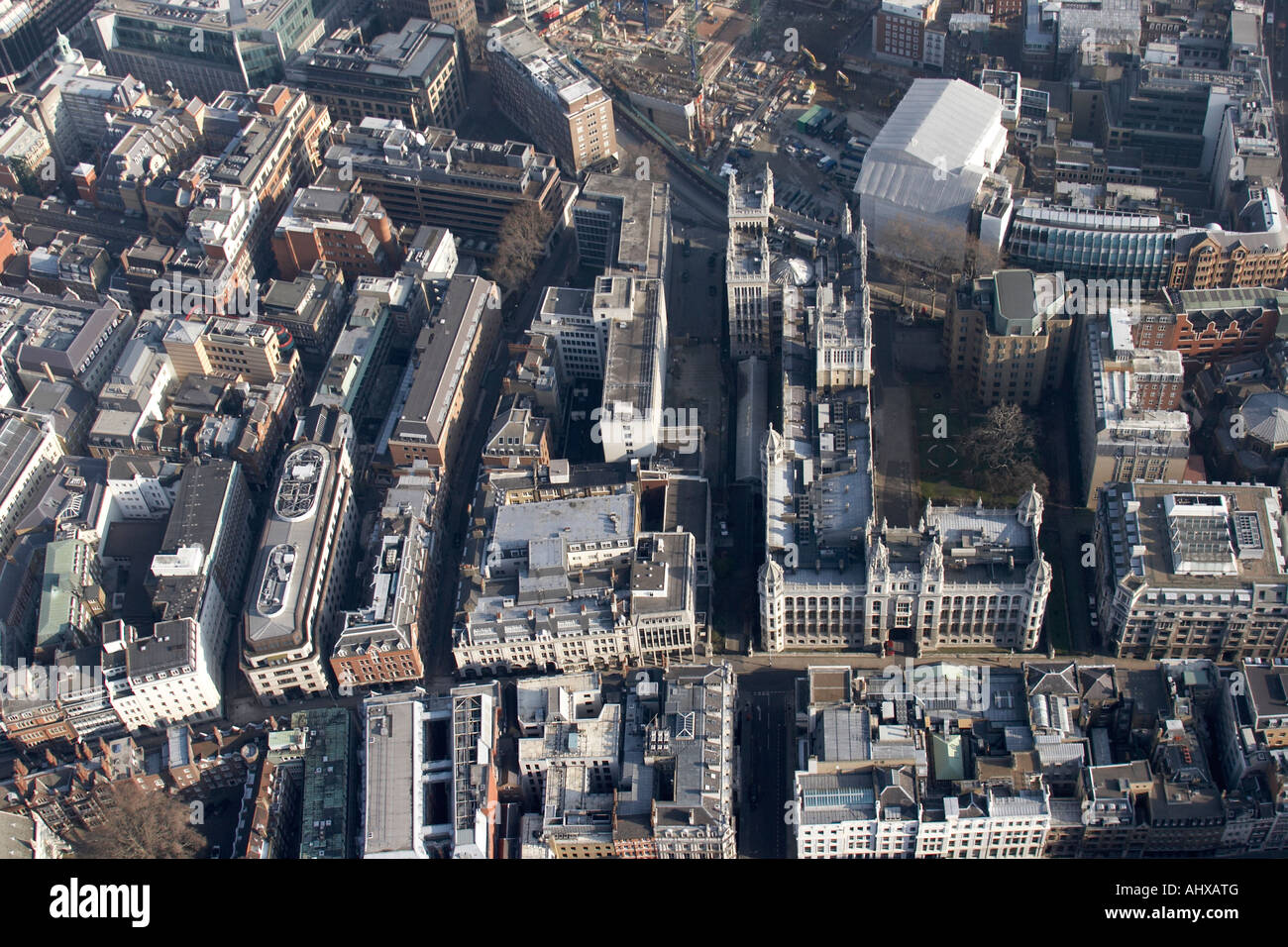 Obliqua di vista aerea del Chancery Lane e libreria Maugham London WC1 WC2 England Regno Unito Foto Stock