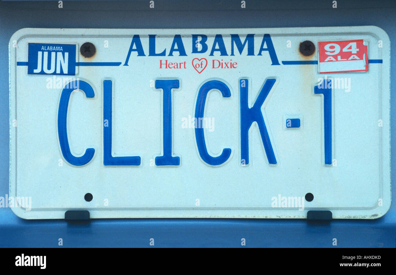 Vanità piastra licenza Alabama Foto Stock