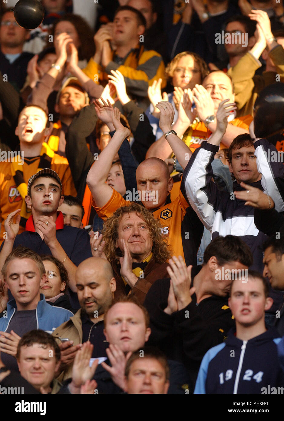 Led Zeppelin Singer Robert Plant Lupi di supporto squadra di calcio Foto Stock