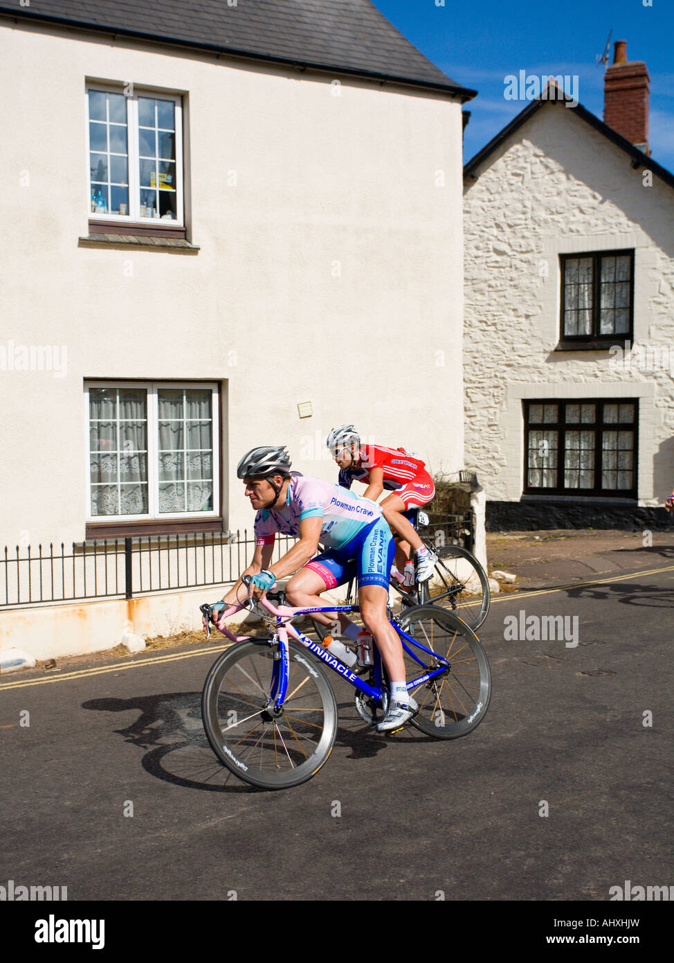 Tour della Gran Bretagna cycle race passando attraverso Porlock Somerset REGNO UNITO 11 Settembre 2007 Foto Stock