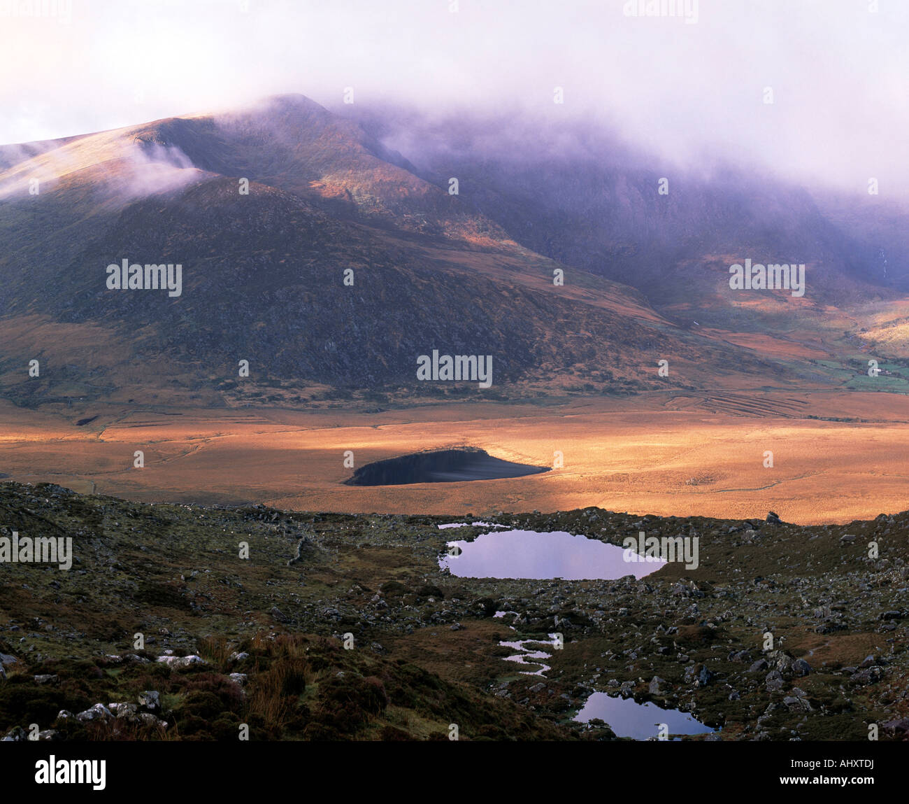 L'Irlanda, nella contea di Kerry, la penisola di Dingle,Conor Pass, owenmore valley, Brandon seconda montagna più alta montagna, wild modo atlantico Foto Stock