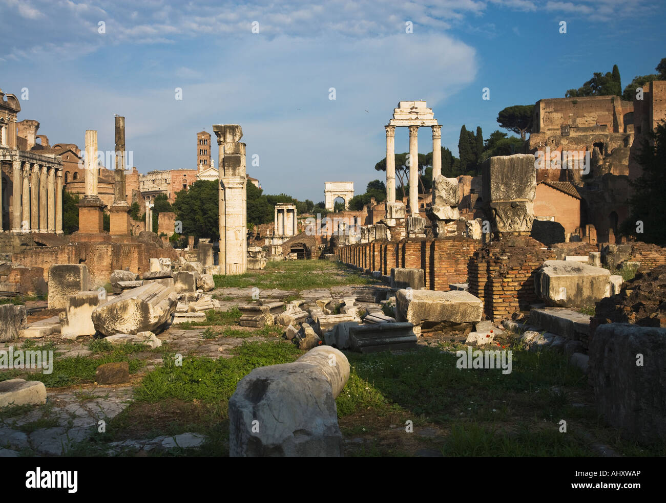 Le rovine del Foro Romano, Italia Foto Stock