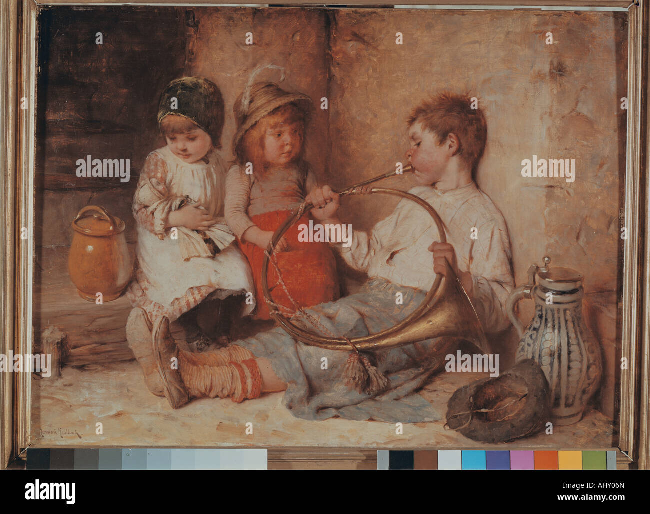 "Belle Arti, Kaulbach, Hermann von, (1846 - 1909), pittura, 'Musikstudien' ('musical studi"), Weber gallery, Monaco di Baviera, hist Foto Stock