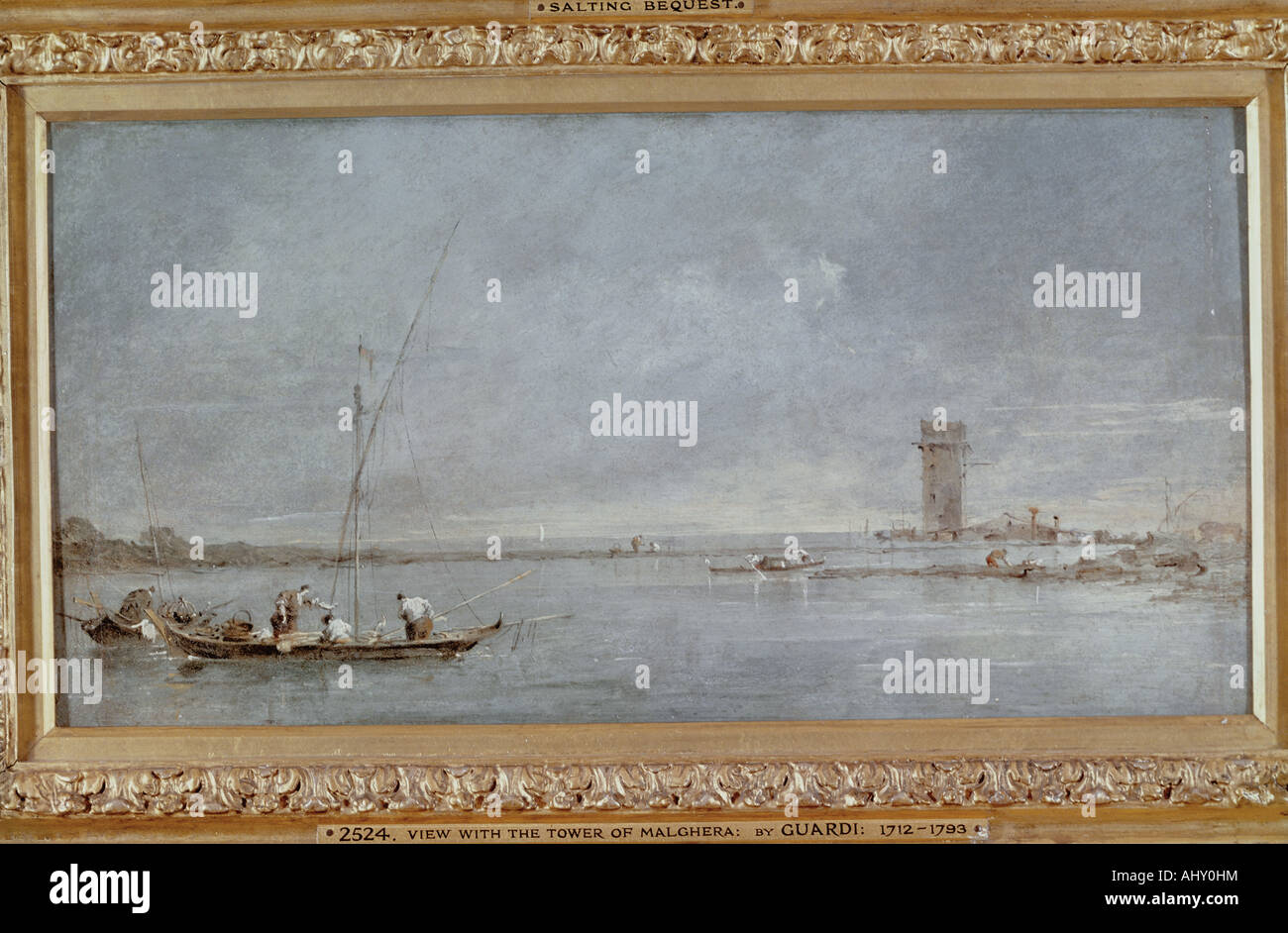 "Belle Arti, Guardi, Francesco (1712 - 1793), pittura, 'vista della laguna di Venezia con la torre di Malghera', circa 1770, Foto Stock