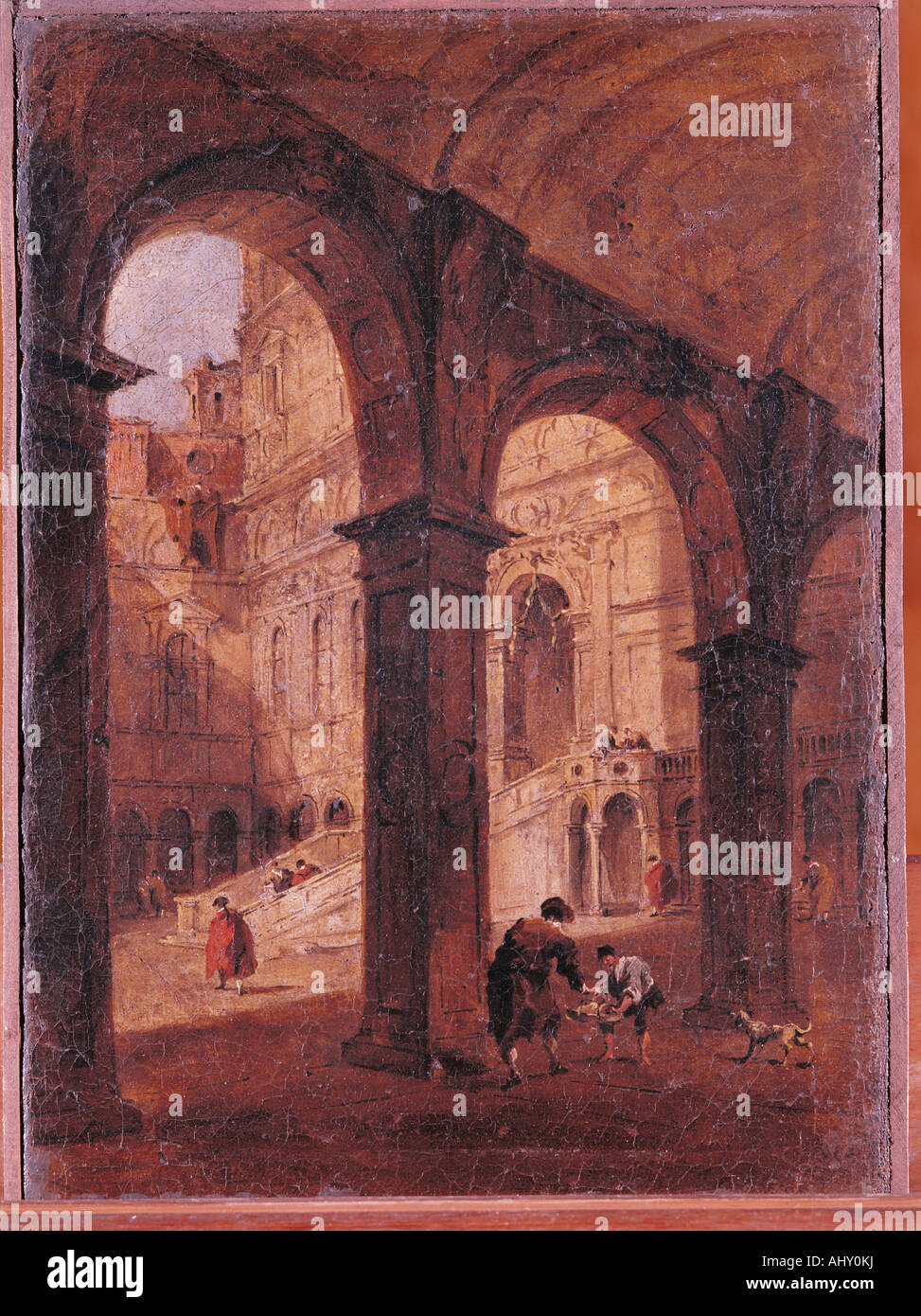 "Belle Arti, Guardi, Francesco (1712 - 1793), pittura, 'Portico sul Cortile di Palazzo Ducale' ('portico presso la corte del doge ' Foto Stock