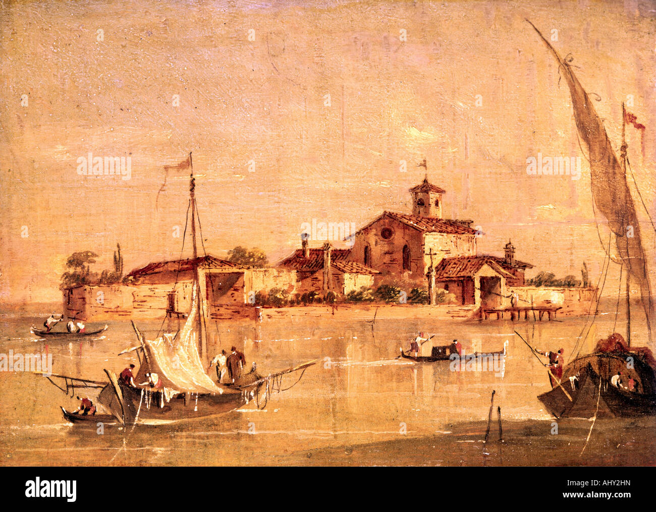 "Belle Arti, Guardi, Francesco (1712 - 1793), pittura, 'L' isola di San Giorgio a Venezia', ('Sun isola di San Giorgio a Venezia' Foto Stock