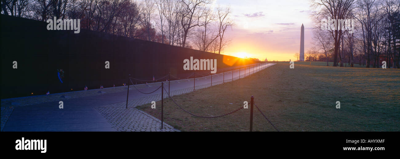 Veterano del Vietnam s Memorial presso sunrise Washington DC Foto Stock