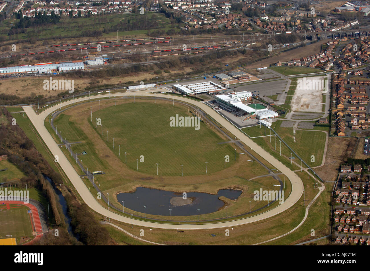 Vista aerea di Wolverhampton Racecourse Inghilterra Foto Stock
