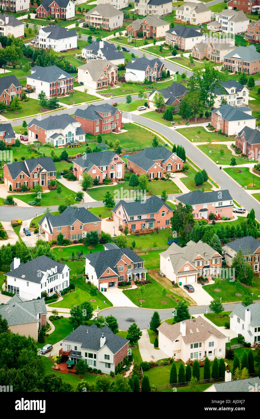Vista aerea di sviluppo di alloggiamento a Charlotte nella Carolina del Nord Foto Stock