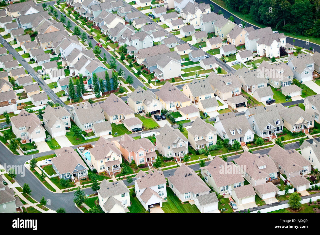 Vista aerea di sviluppo di alloggiamento a Charlotte nella Carolina del Nord Foto Stock