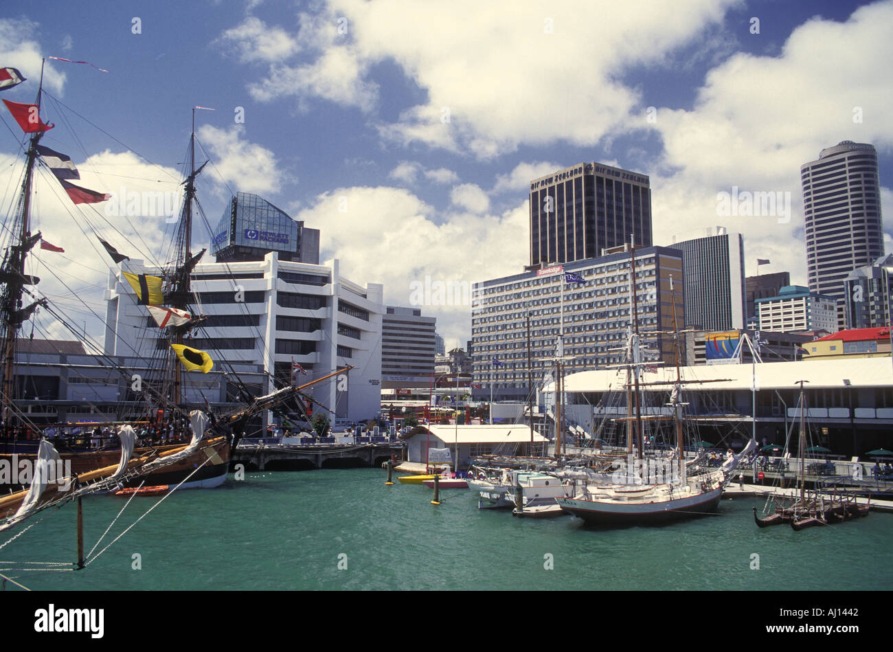 Nuova Zelanda Auckland vista del lungomare e il centro cittadino di skyline dal Maritime Museum Foto Stock