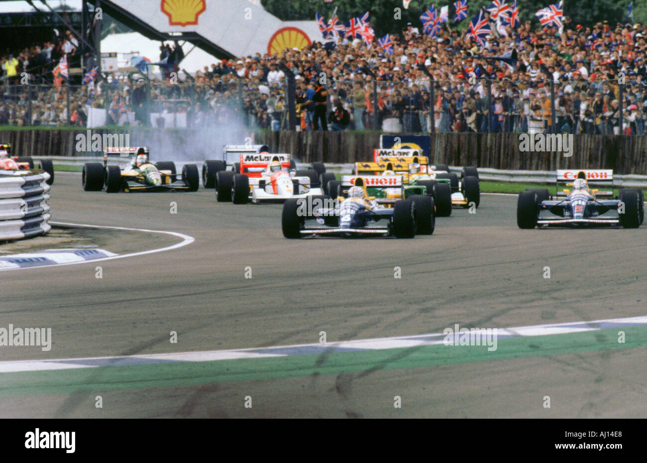 1992 British Grand Prix inizio a Silverstone Foto Stock