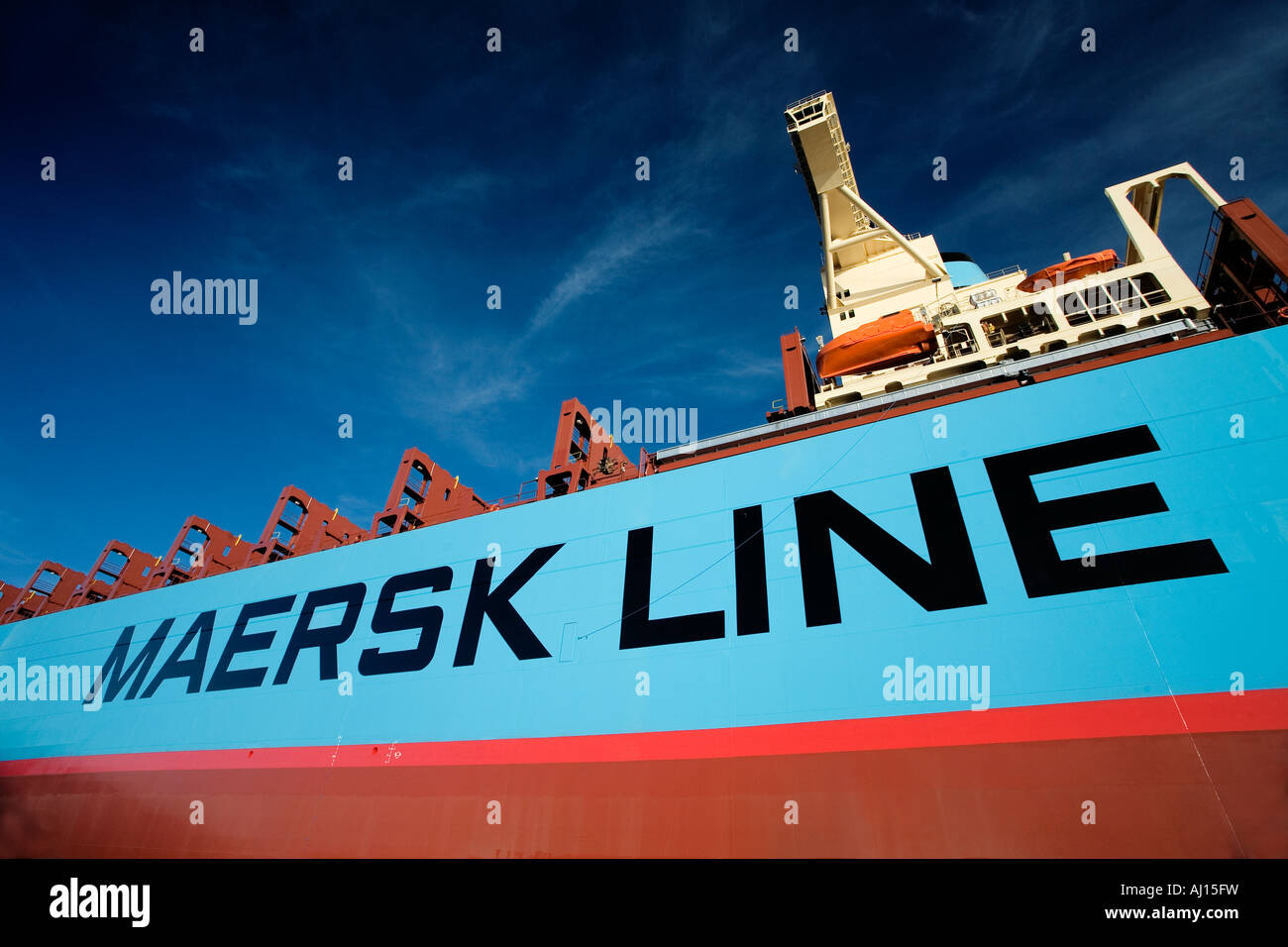 Elly Maersk - uno in serie di più grande del mondo navi container. Foto Stock