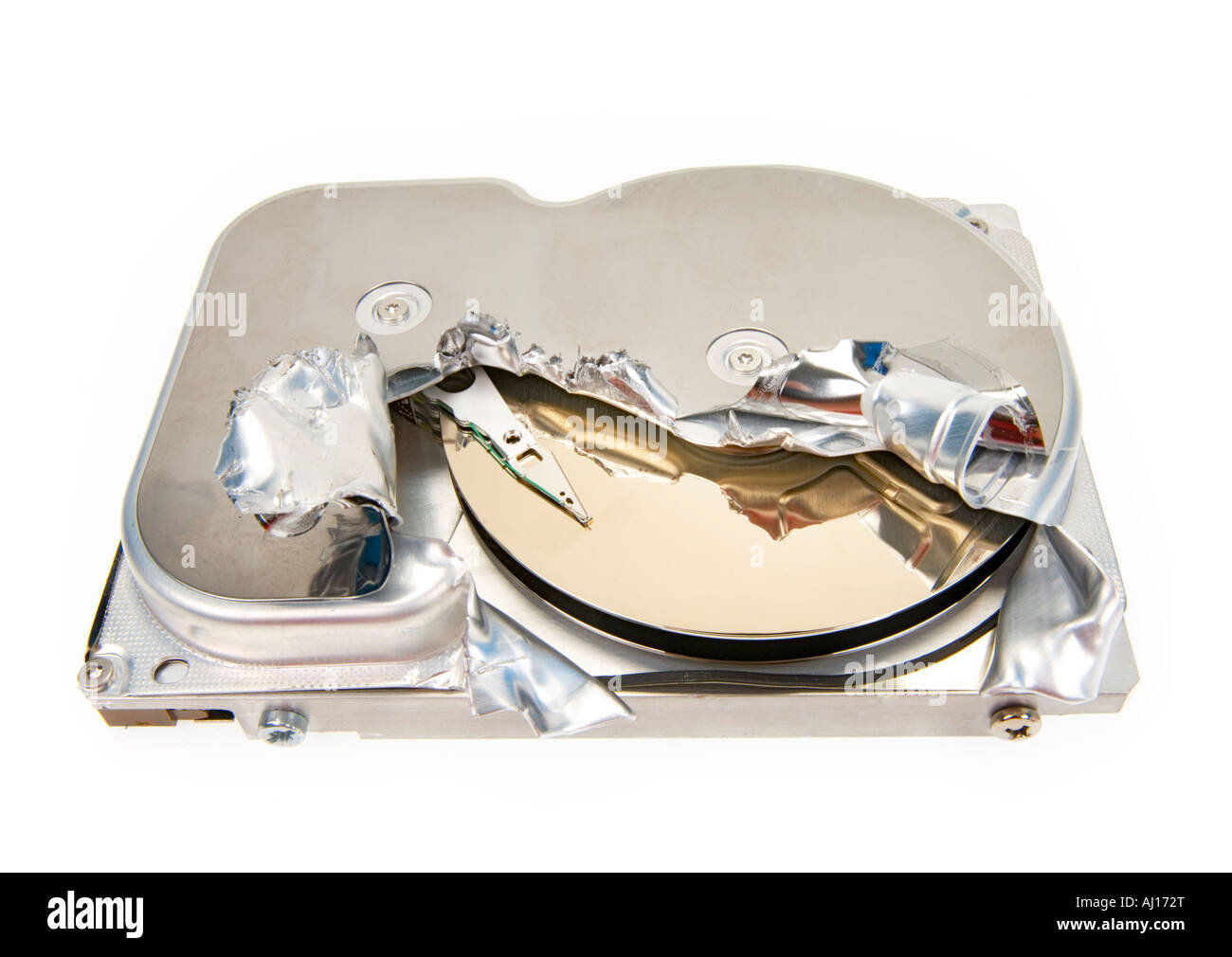 Crash si è schiantato incrinato internal hard disk array di unità disco rigido PC errore di lettura del disco della piastra Foto Stock